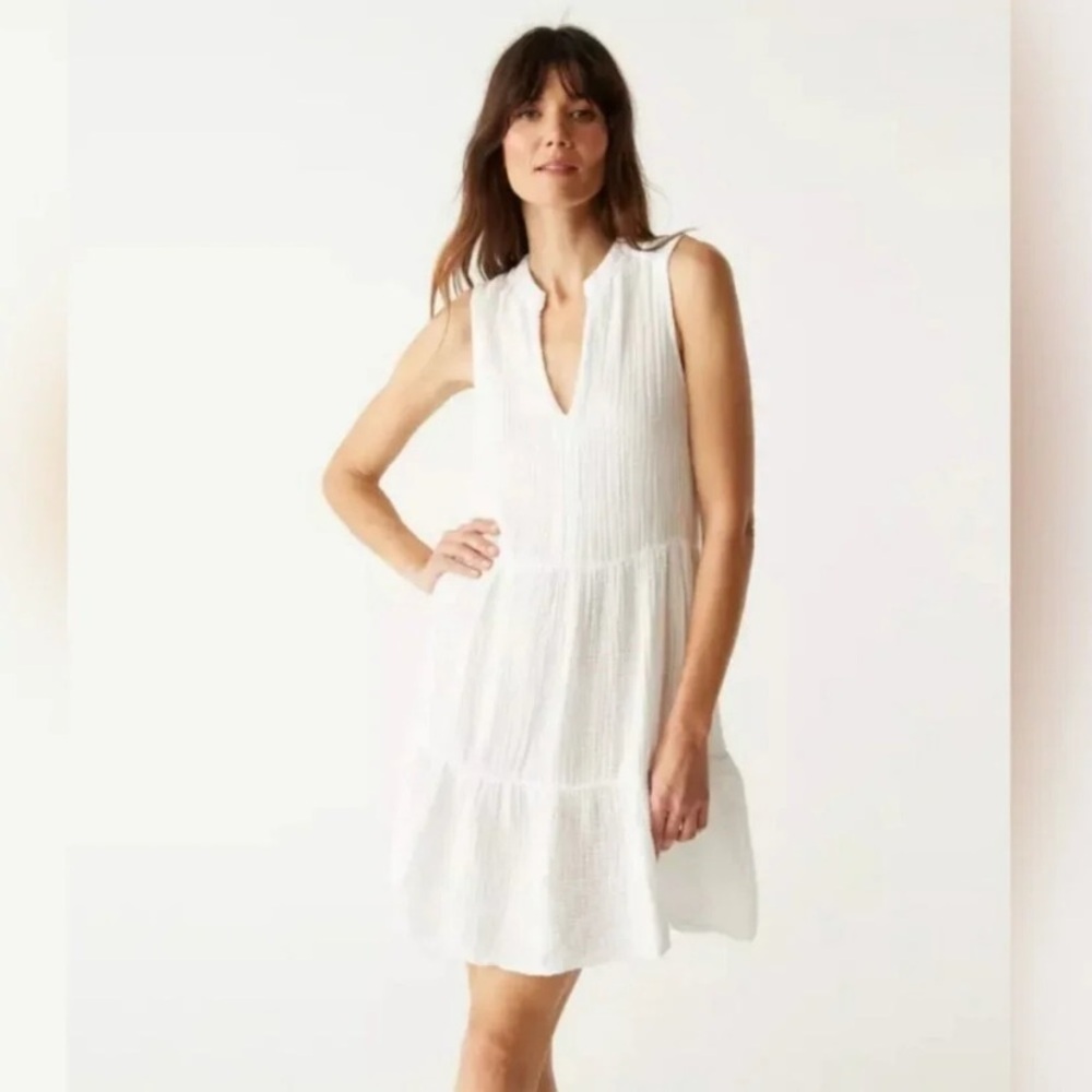 Michael Stars Scarlett Flounce White Cotton Gauze Tiered Daisy Dress Sz S